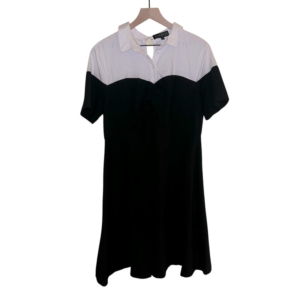 ELOQUII two tone top button workwear dress 16